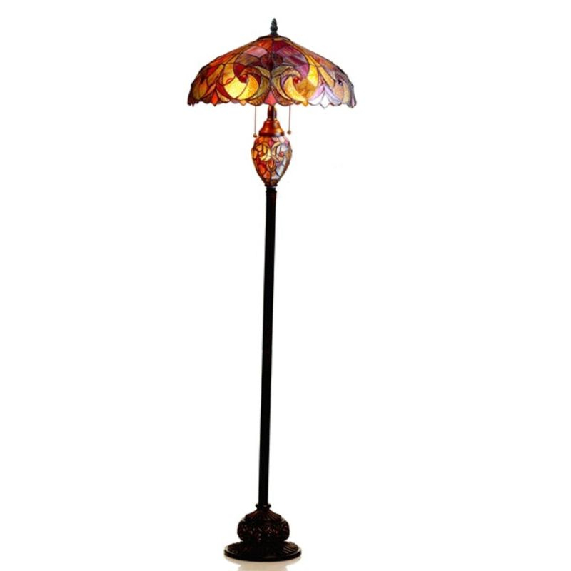 Chloe Lighting Liaison Tiffany-Style 3 Light Victorian Double Lit Floor Lamp 18" Shade