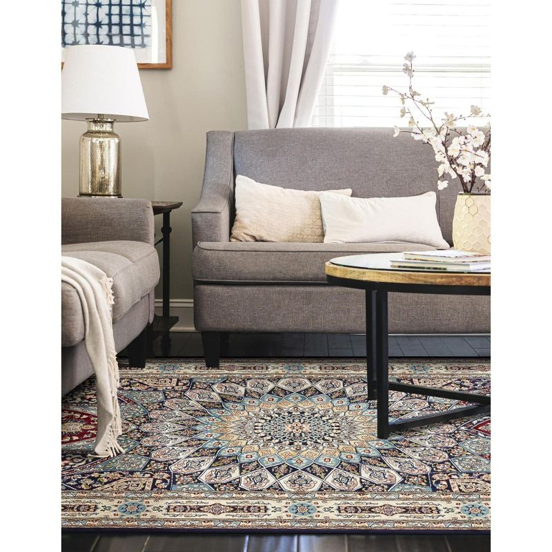 Unique Loom Narenj Collection Area Rug - Adams (5' 1" x 8' Rectangle Navy Blue/Beige)