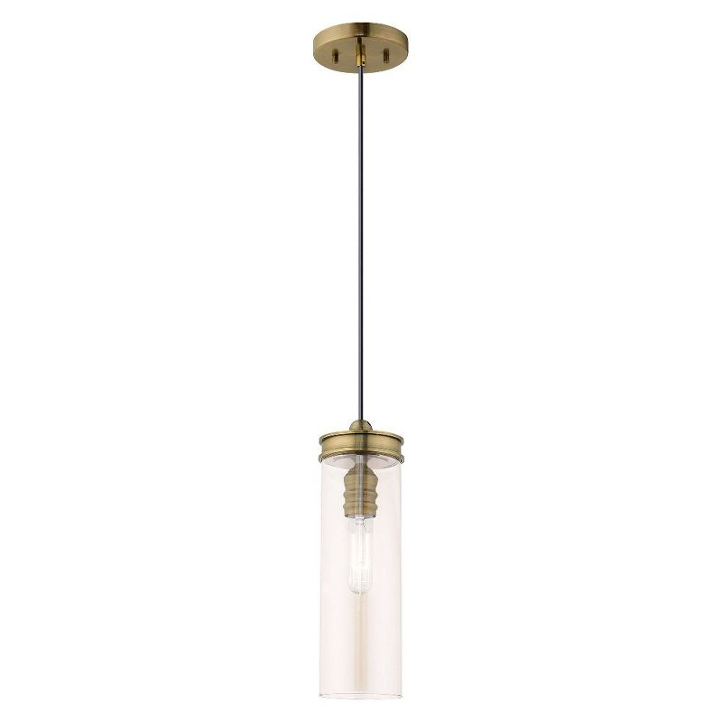 Livex Lighting Art Glass 1 - Light Pendant in  Antique Brass