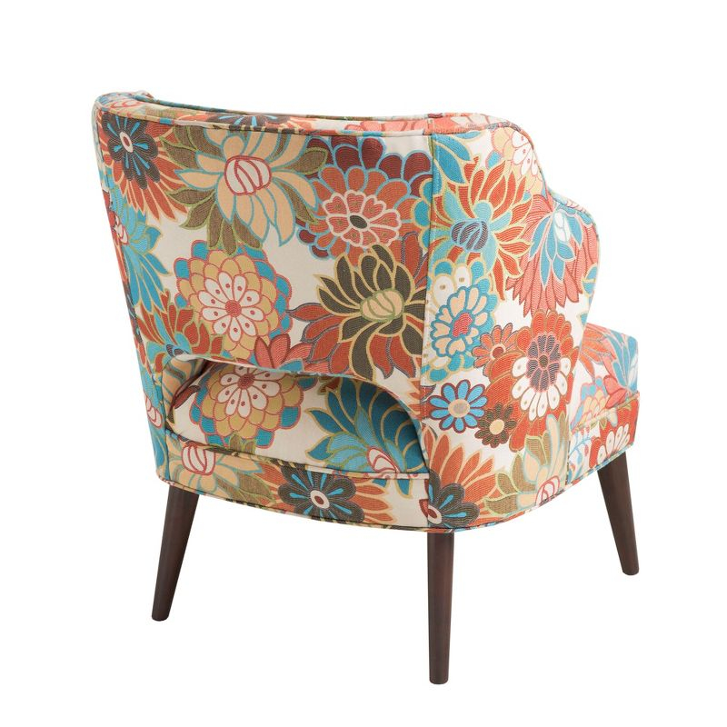 Maren Open Back Accent Chair Peach: Madison Park, Upholstered, Botanical Pattern, Living Room Furniture