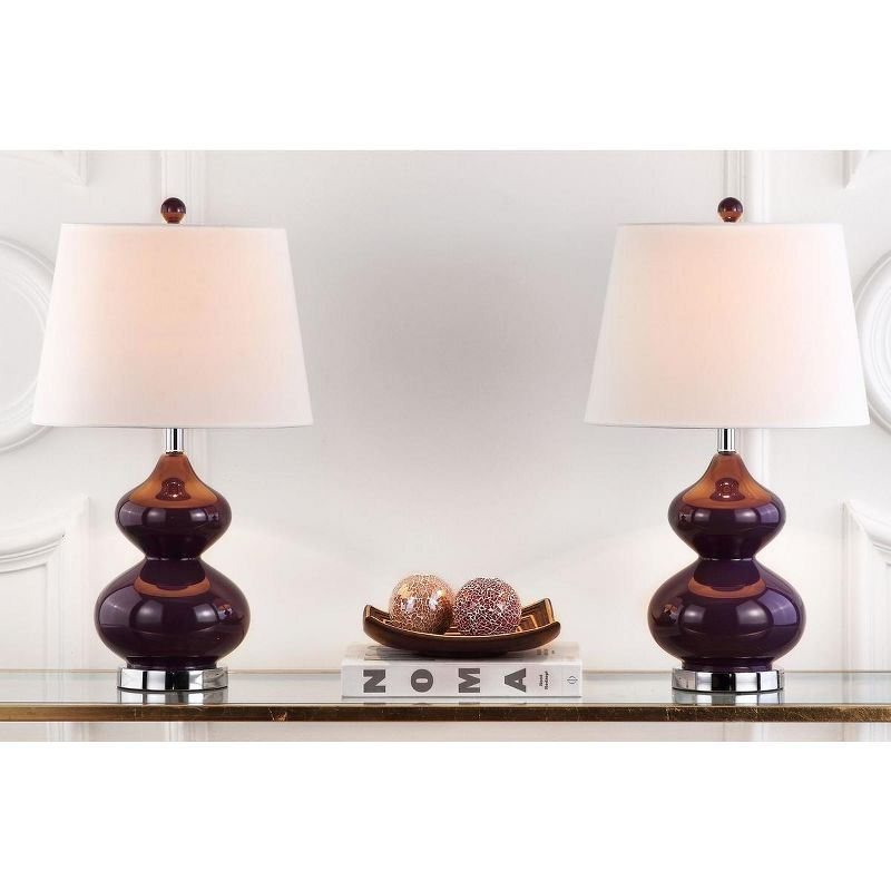 Eva Double Gourd Table Lamp (Set of 2) - 24 Inch Height - LIT4086 - Dark Purple - Safavieh