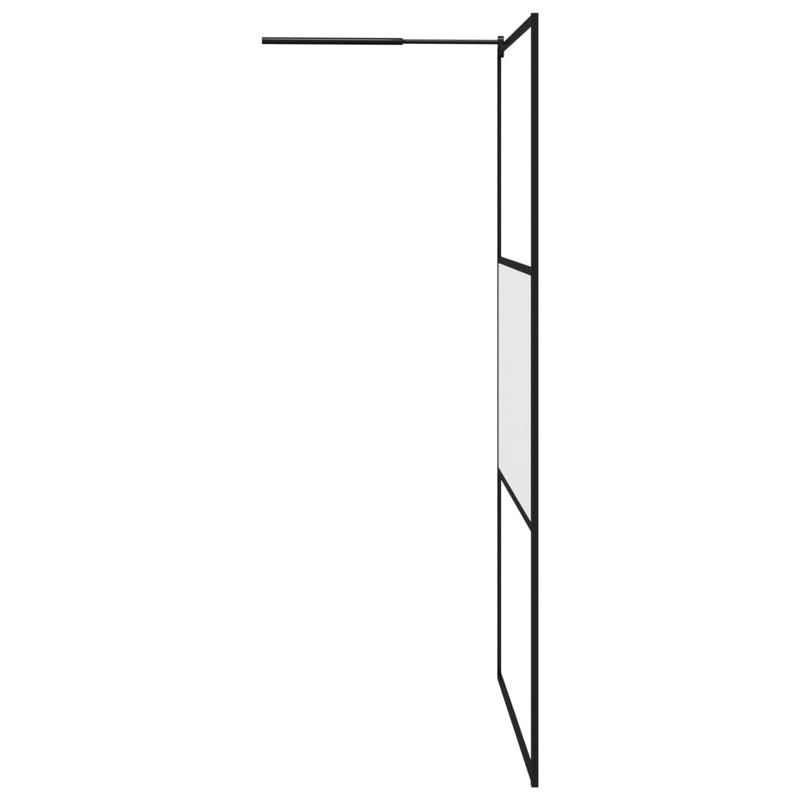 VidaXL Walk-in Shower Wall 45.3 in.x76.8 in. Half Frosted ESG Glass Black
