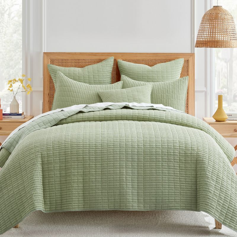 Mills Waffle Desert Sage Twin Quilt Set - Levtex Home