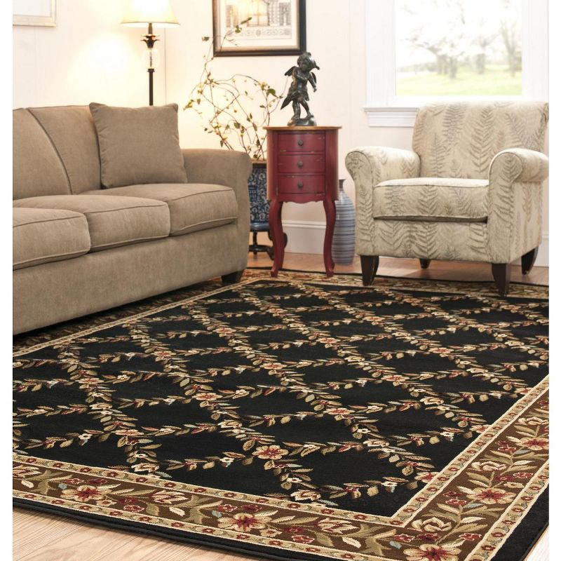 Lyndhurst LNH557 Power Loomed Area Rug - Black/Brown - 6'7"x9'6" - Safavieh