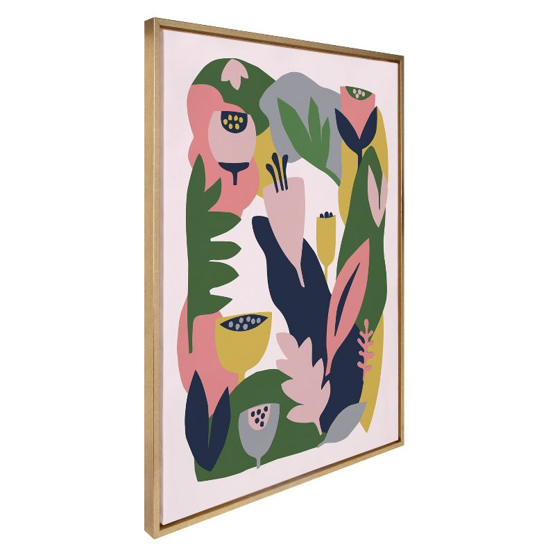 28" x 38" Sylvie Myriam's Garden Framed Canvas by Myriam VanNeste Gold: Modern Vertical Wall Art - Kate & Laurel All Things Decor