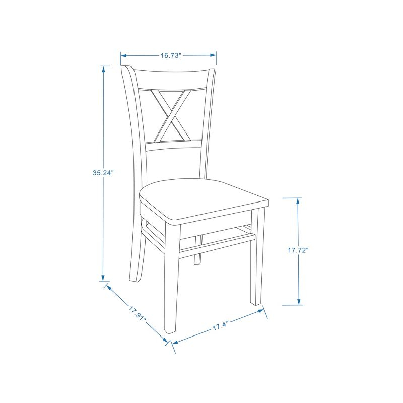 Glenwillow Home Cross Back Solid Wood Dining Chairs in White (Set of 2)