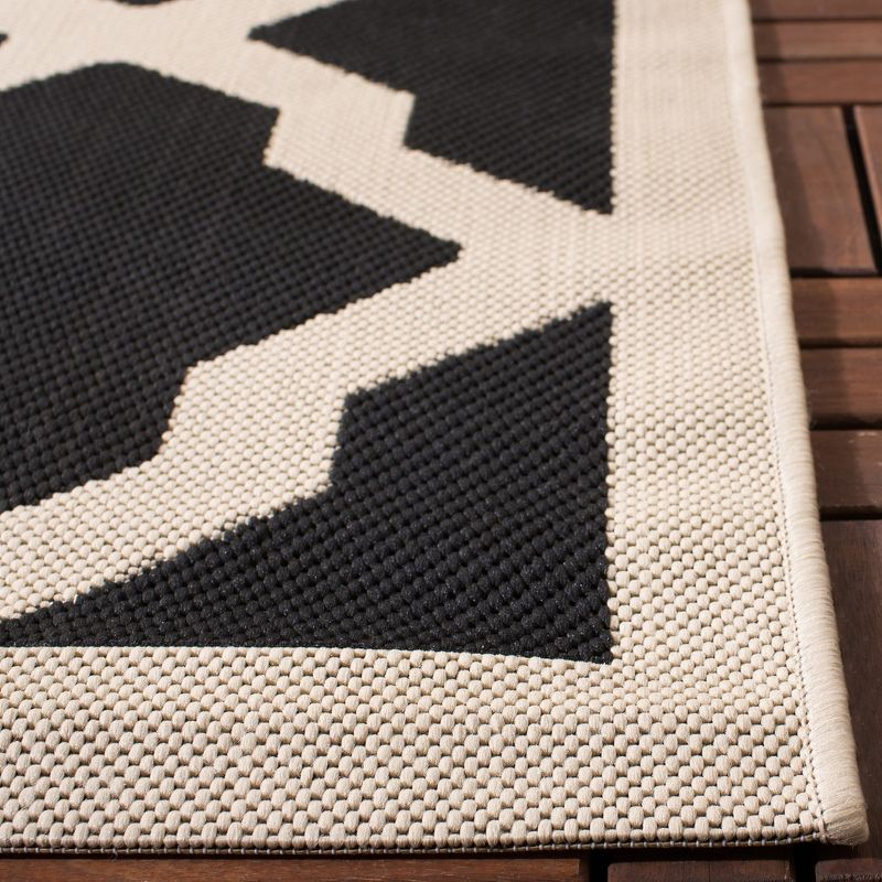 Courtyard CY6903 Power Loomed Indoor and Outdoor Area Rug - Black/Beige - 9'x12' - Safavieh
