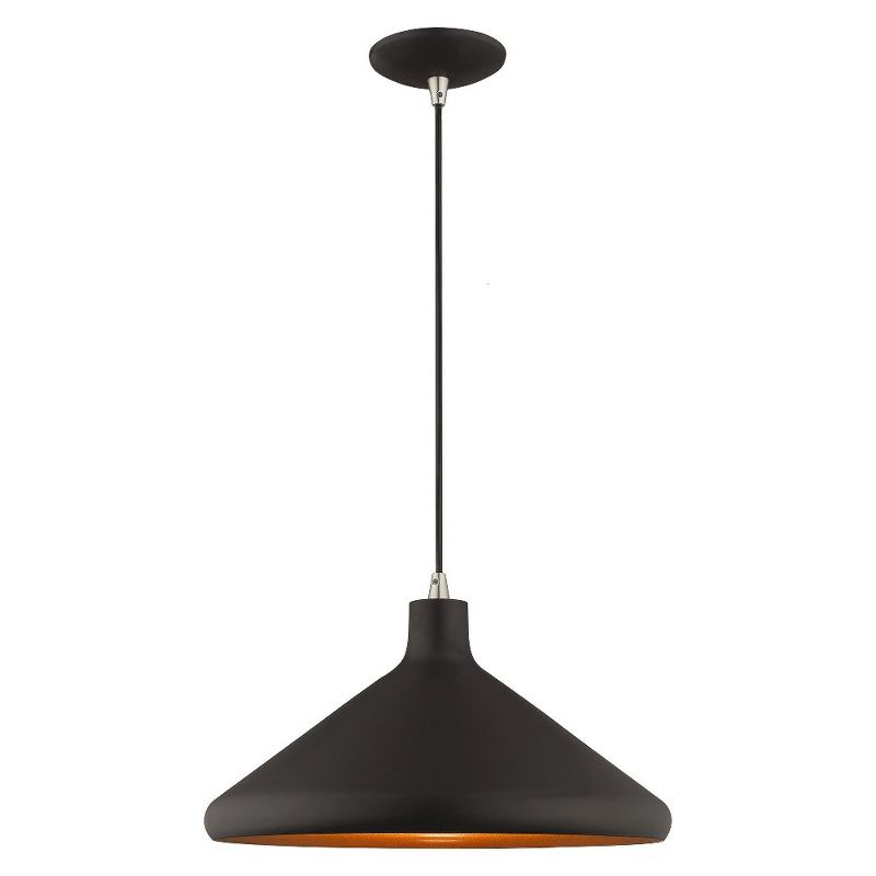 Livex Lighting Metal Shade 1 - Light Chandelier in  Black