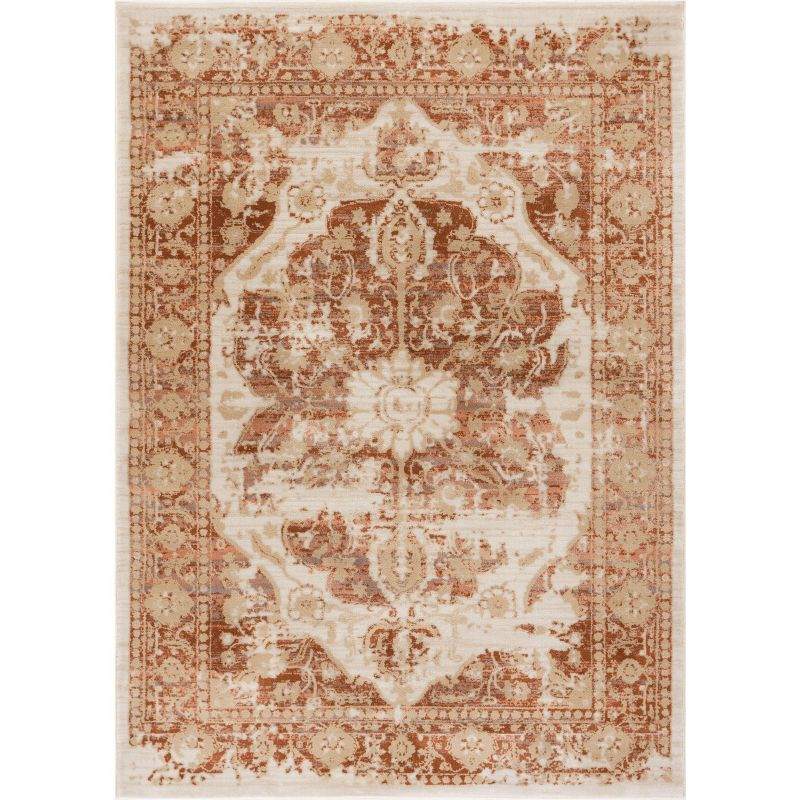 Well Woven Millie Medallion Modern Distressed Oriental Carpet 3'11" x 5'3" Copper Area Rug