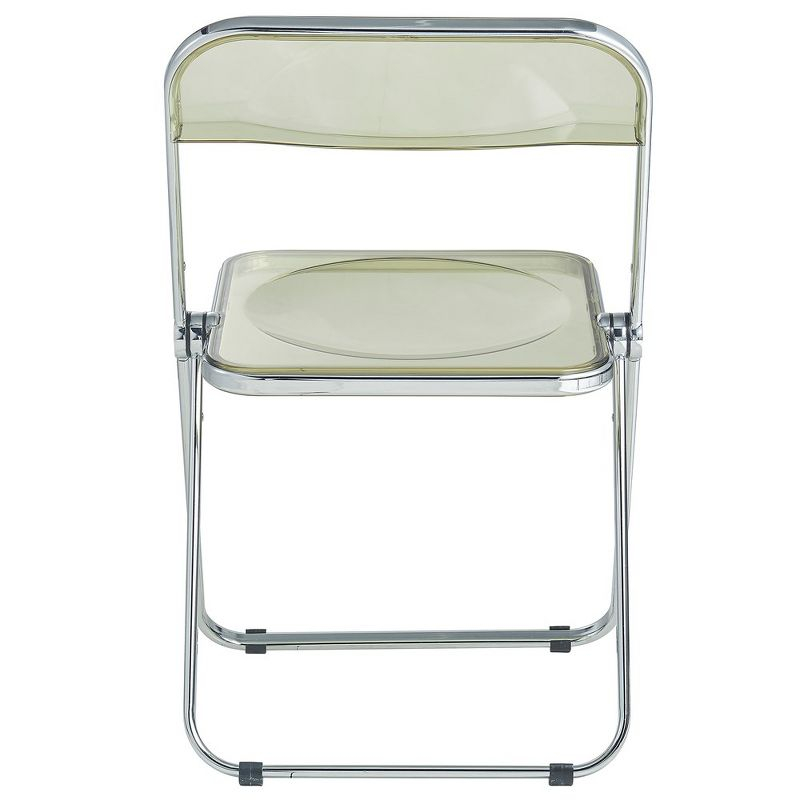 LeisureMod Lawrence Modern Acrylic Folding Chair With Metal Frame Set of 2, Amber
