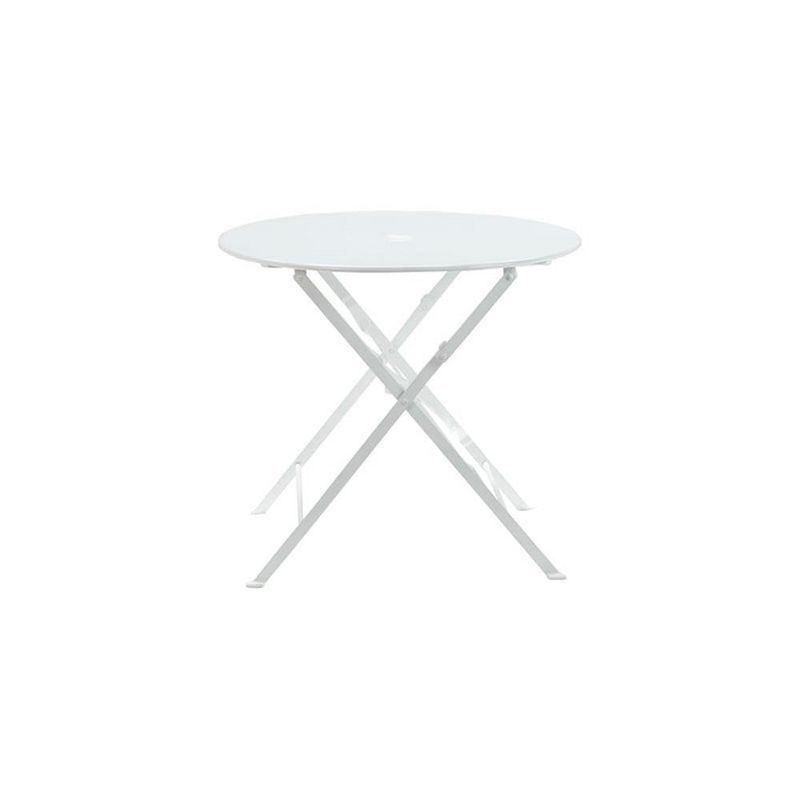 Carolina Living Bistro 30" Round Folding Outdoor Table - Umbrella Hole - White