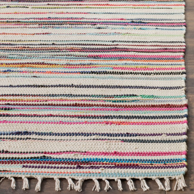 Rag Rug RAR126 Hand Woven Indoor Accent Rug - 4'x6' - Ivory/Multi - Safavieh