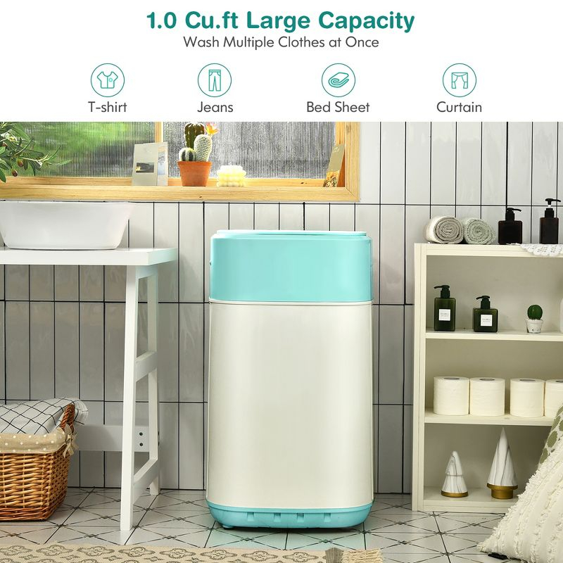 Costway 8lbs Portable Fully Automatic Washing Machine W/ Drain Pump Green