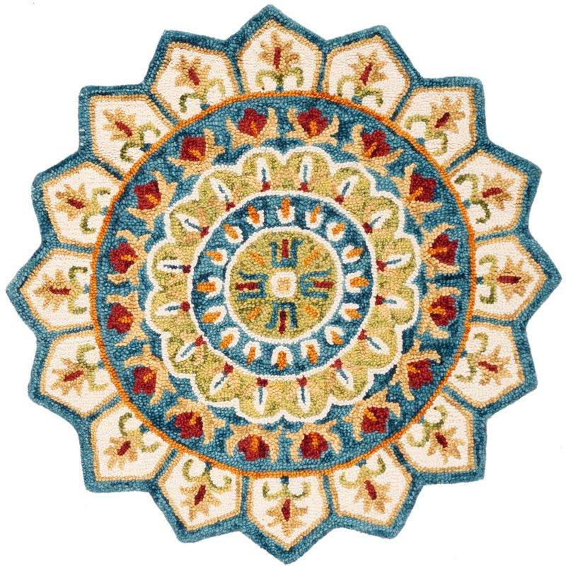 Novelty NOV605 Hand Tufted Area Rug - Ivory/Blue - 9' round - Safavieh.