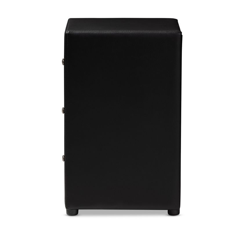 Tessa Faux Leather Upholstered 3 Drawer Nightstand Black - Baxton Studio
