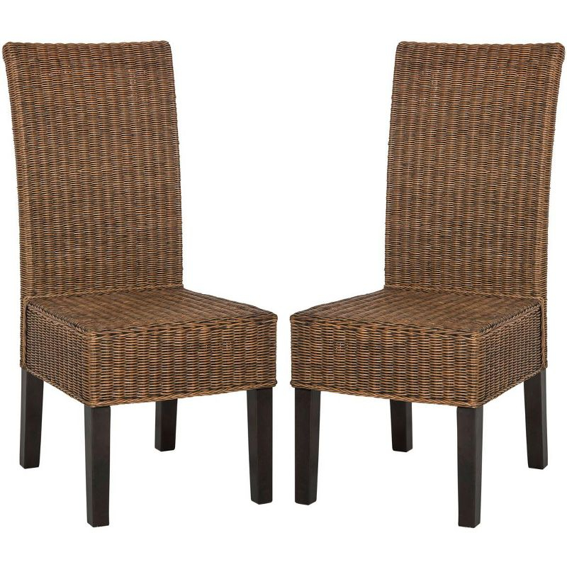 Arjun 18" H Wicker Dining Chair (Set of 2) - SEA8013 - Brown/Multi - Safavieh