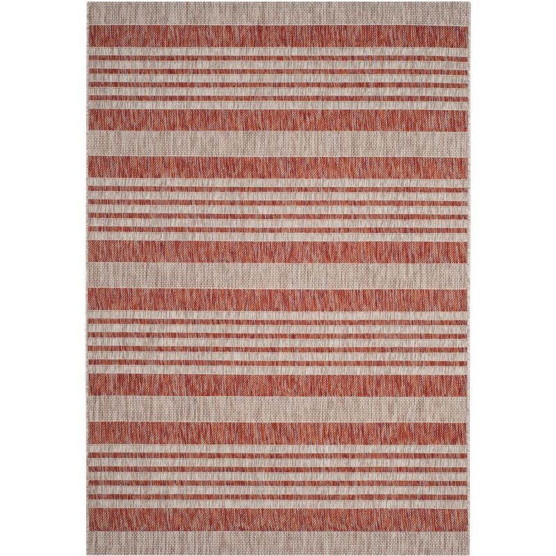 Courtyard CY8062 UV & Stain Resistant Non-Shedding Power Loomed Indoor/Outdoor Area Rug - Red/Beige - 6'7"x9'6" - Safavieh