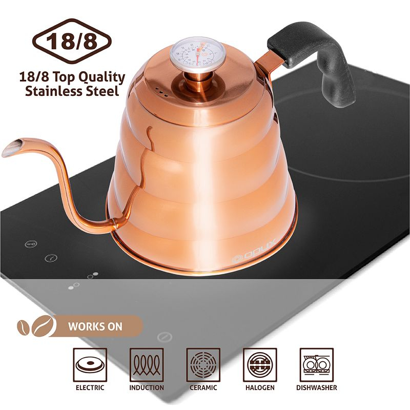 OPUX Gooseneck Pour Over Coffee Kettle with Thermometer, Premium Grade Stainless Steel Drip Kettle for Home Brewing Tea Barista, 40 fl oz