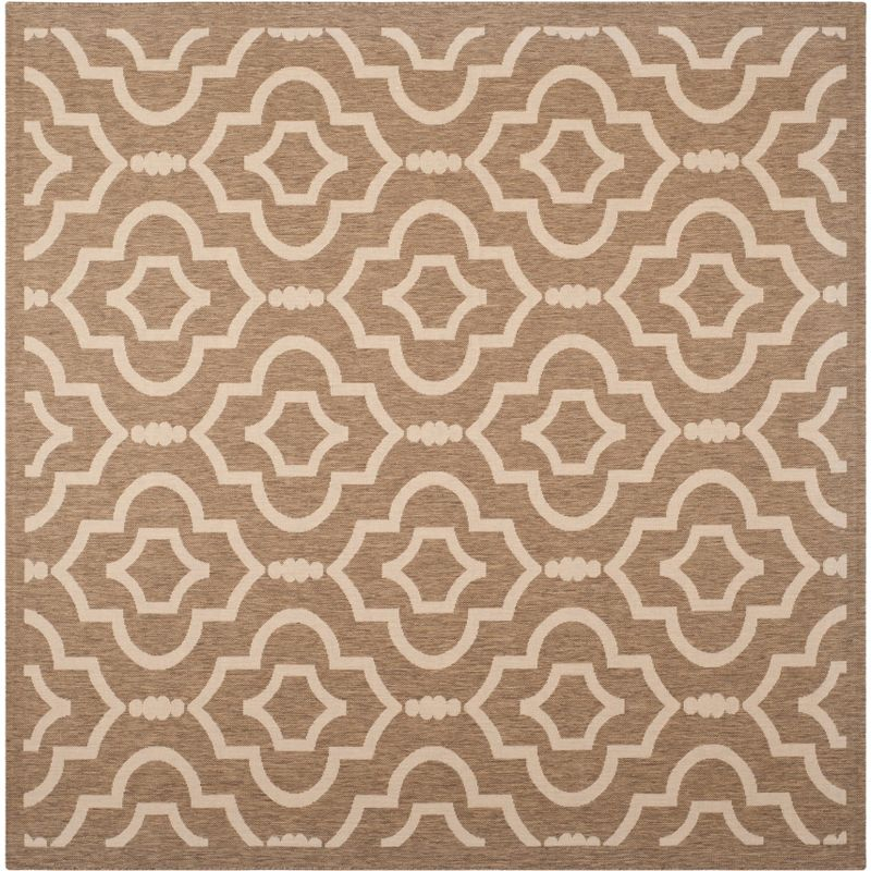 Courtyard CY6926 Power Loomed Indoor and Outdoor Area Rug - Brown/Bone - 7'10"x7'10" - Safavieh