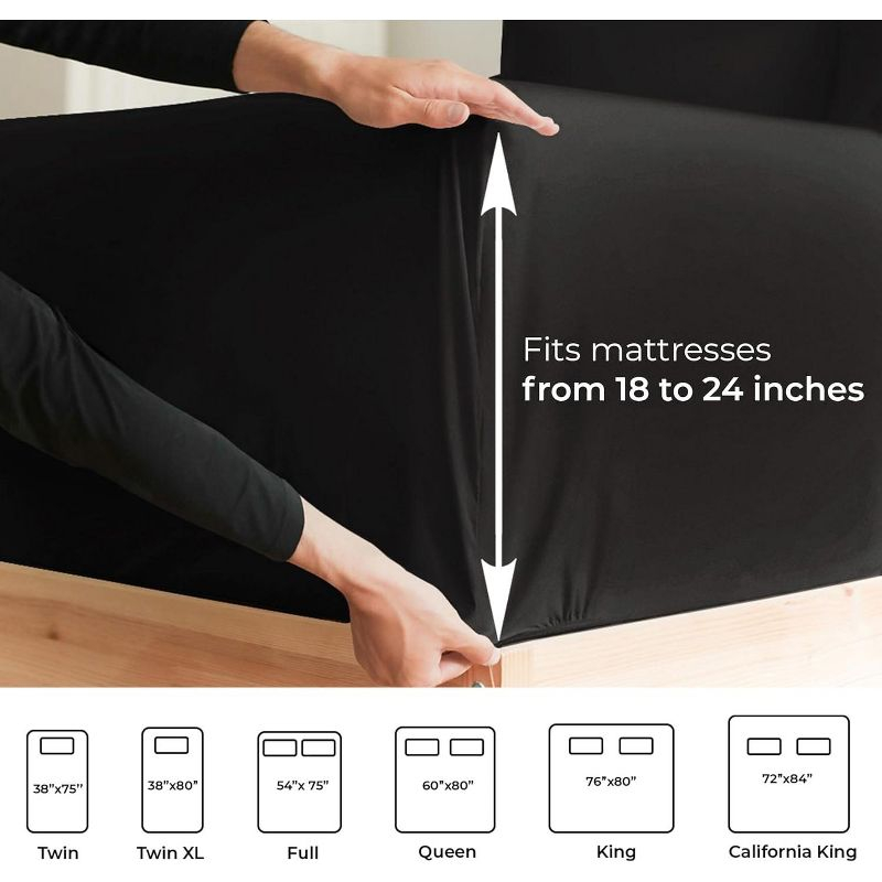 CGK Linens Extra Deep Pocket 4 Piece Sheet Set - Soft Bed Sheets, Fits 18"-24" Mattresses in Black, Size Full