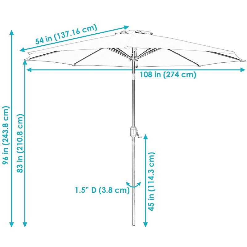 Sunnydaze Outdoor Aluminum Patio Table Umbrella with Polyester Canopy and Push Button Tilt and Crank - 9' - Burnt Orange