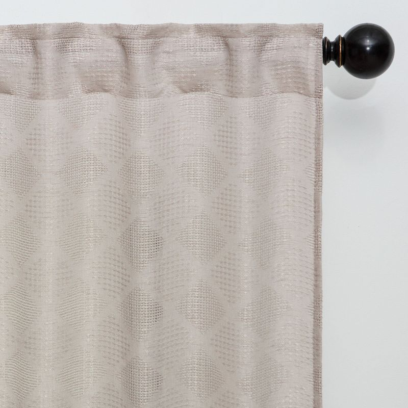 Chanasya 2pk Diamond Textured Semi Sheer Window Curtain Panels - Set of 2 - 52 x 84 Inches Long - Taupe