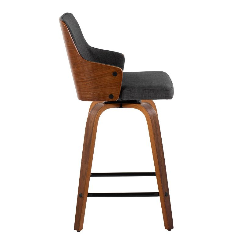 Set of 2 Stella Counter Height Barstools Walnut/Charcoal/Black - LumiSource: Fixed-Height, Swivel Seat, Footrest