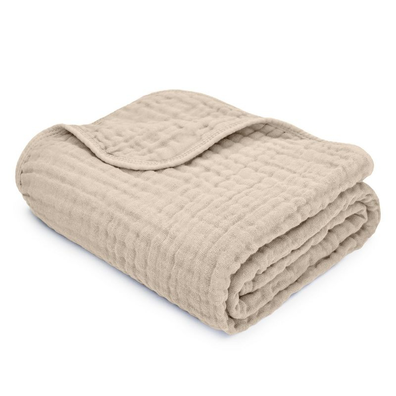 Baby Muslin Blanket, Large 40" X 40" By Comfy Cubs (Muslin, Baby - Sand)