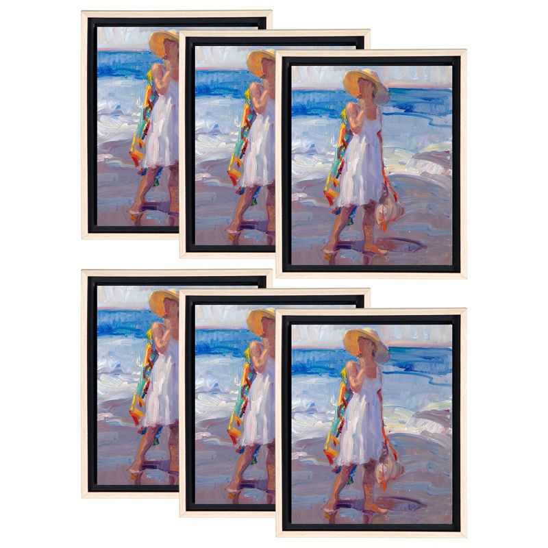 Creative Mark Illusions Floater Frame For 3/4" Deep Canvases - 16x20" Natural - Set of 6 - For Galleries & Home Decor - Wood Float Frame for Canvas