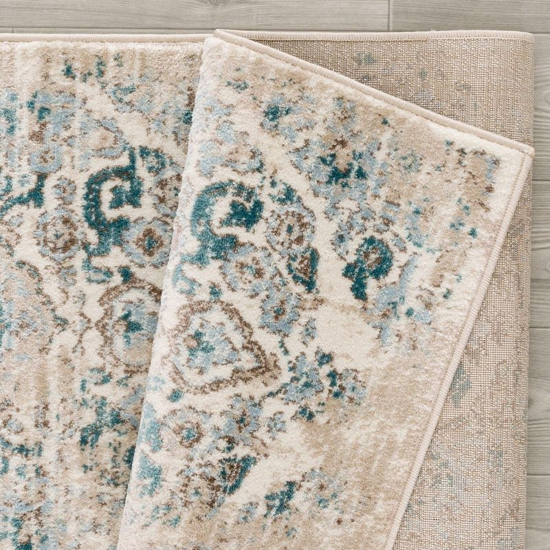 Luxe Weavers Victoria Collection Cream 2x7 Floral Area Rug