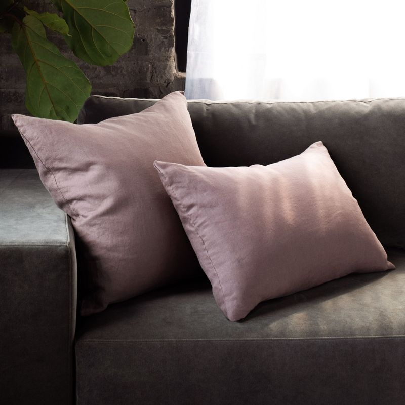 French Linen Decorative Throw Pillow - 22" x 15" - Clove | Bokser Home