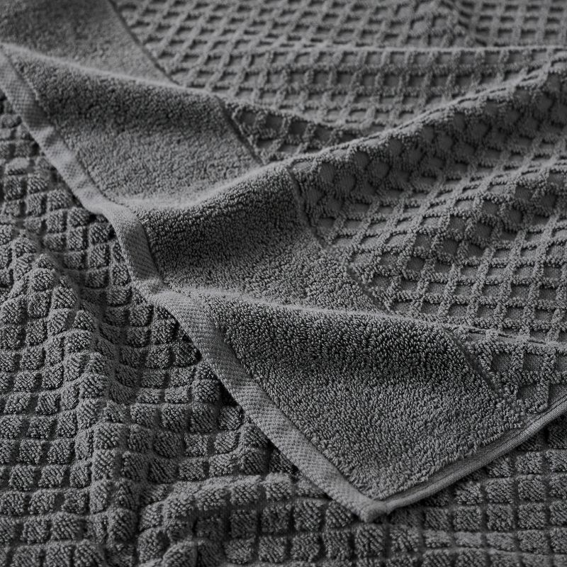 Cotton Quick-Dry Textured Towels - Great Bay Home (4 Pack Bath Towels, Dark Grey).