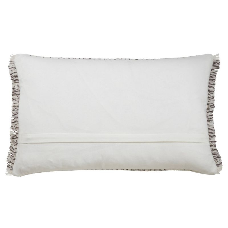 14"x23" Oversize Kantha Stitch Striped Poly Filled Lumbar Throw Pillow Gray - Saro Lifestyle: Cotton, Indoor, Zipper Closure