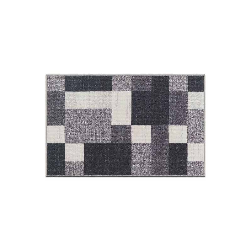 World Rug Gallery Modern Boxes Design Non-slip (Non-skid) Area Rug - Gray 2'7"x4'