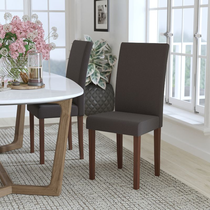 Flash Furniture Greenwich Series Gray Fabric Upholstered Panel Back Mid-Century Parsons Dining Chair
