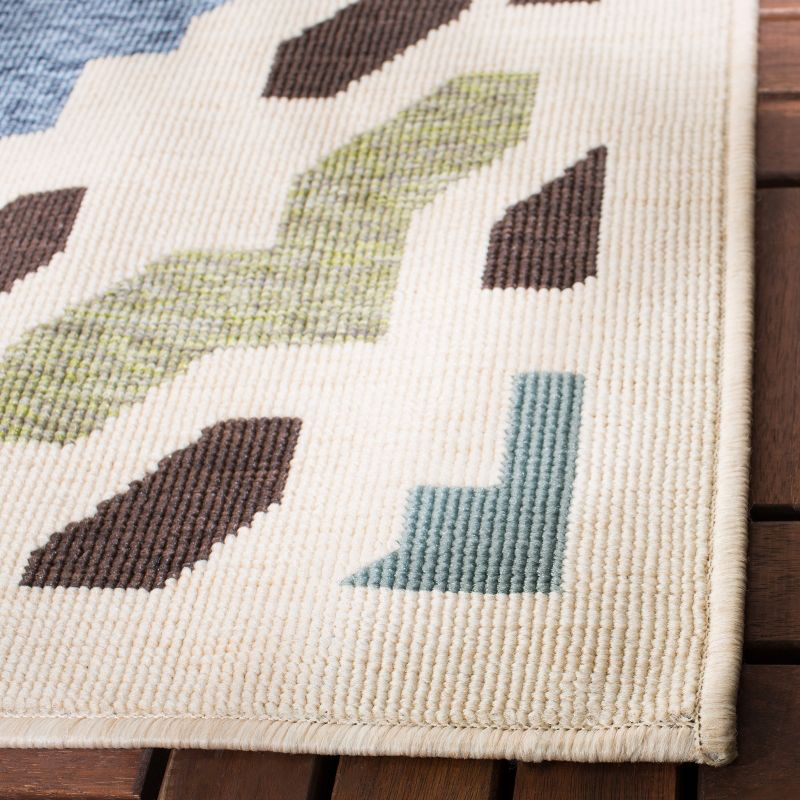 Veranda VER080 Power Loomed Indoor/Outdoor Runner Rug - Cream/Aqua - 2'3"x8' - Safavieh
