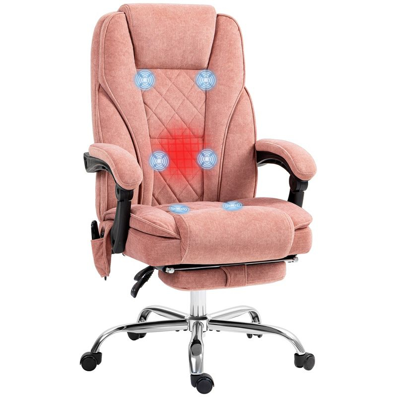 Vinsetto Executive Massage Office Chair, Heated Computer Desk Chair with Adjustable Height and Footrest, Pink