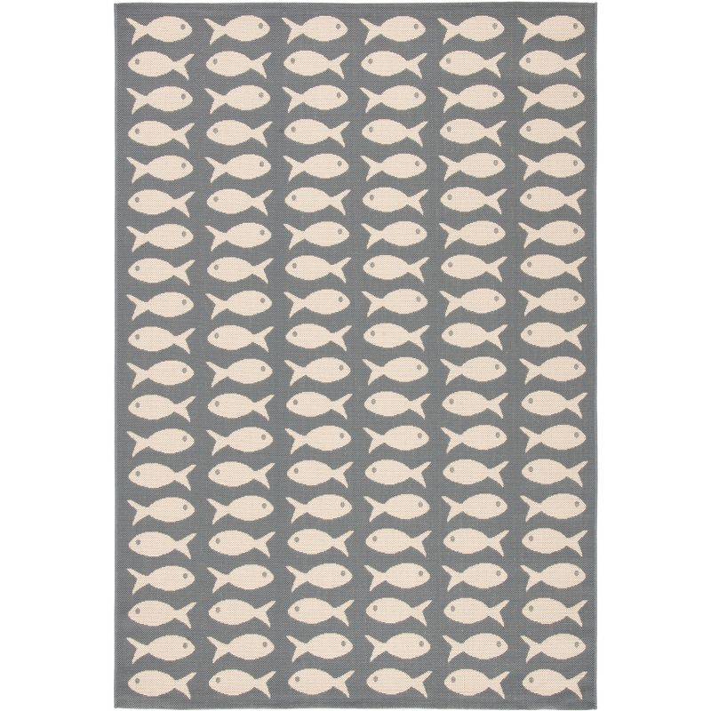 Courtyard CY6013 Power Loomed Indoor and Outdoor Area Rug - Grey/Beige - 6'7"x9'6" - Safavieh