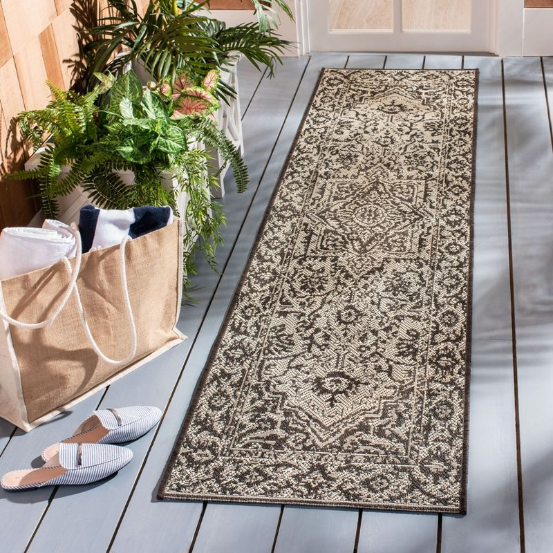 Beach House BHS139 Power Loomed Indoor/Outdoor Runner Rug - Creme/Brown - 2'2"x12' - Safavieh