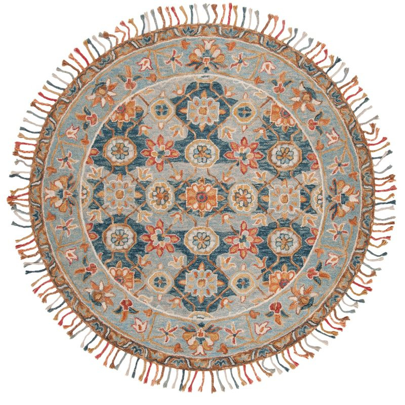 Aspen APN110 Hand Tufted Area Rug - Grey/Navy - 5' round - Safavieh.