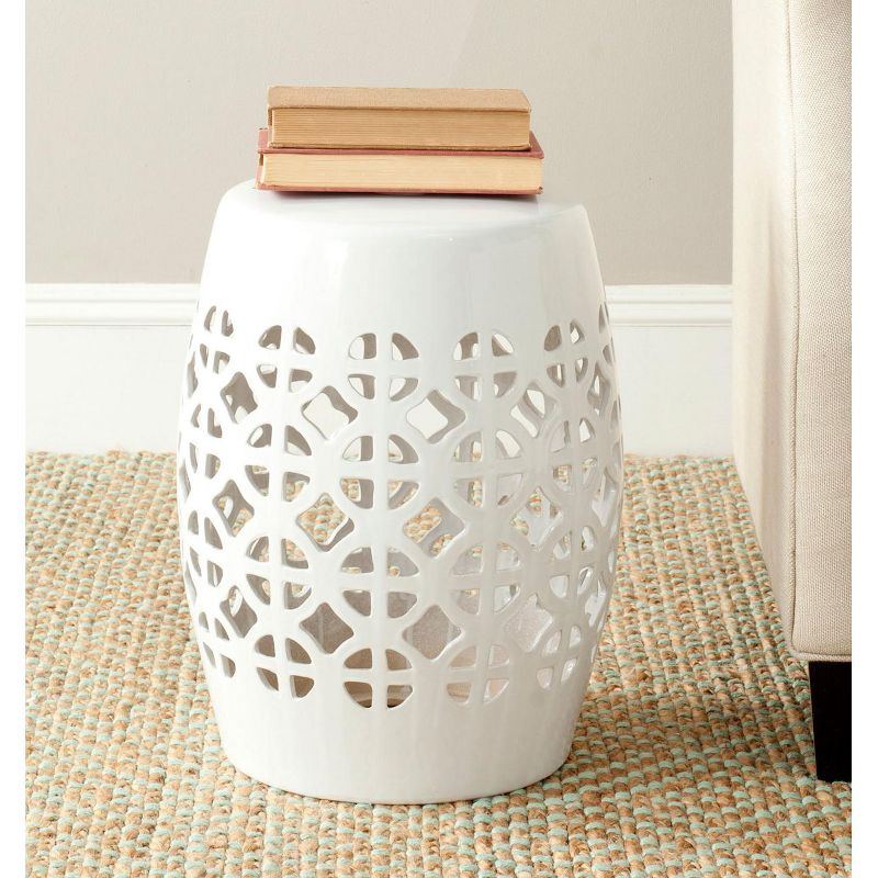 Circle Lattice Garden Stool - Indoor/Outdoor - ACS4508 - White - Safavieh