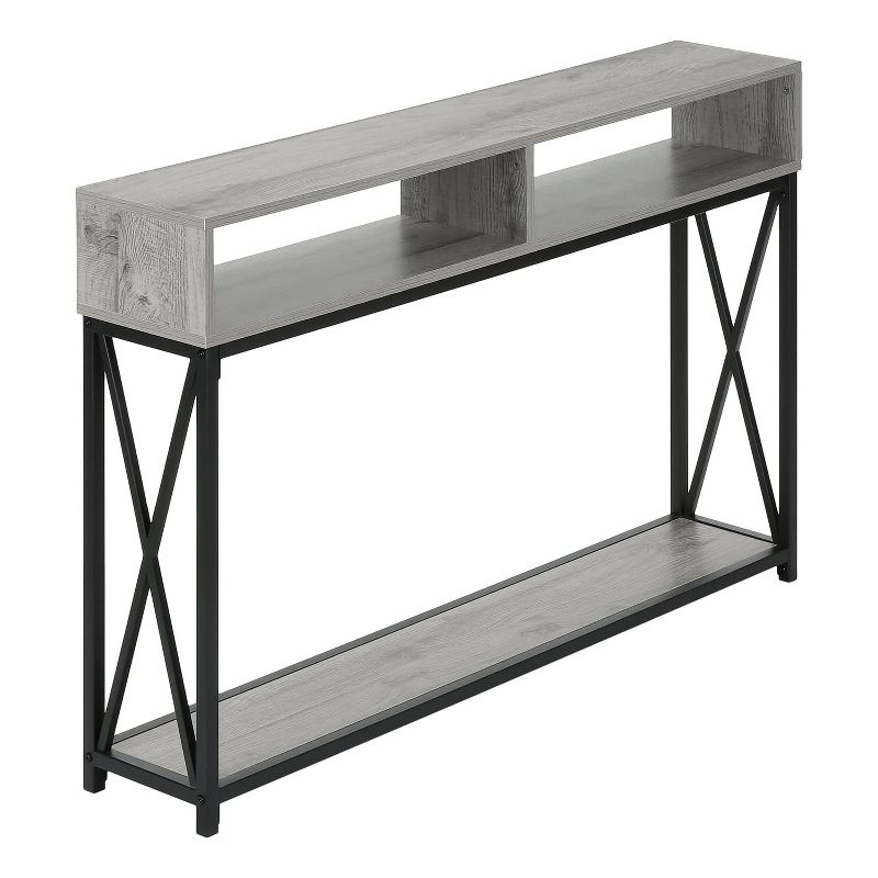 Monarch Specialties Accent Table Console Entryway Narrow Sofa Living Room Bedroom Grey Laminate Black Metal Contemporary Modern