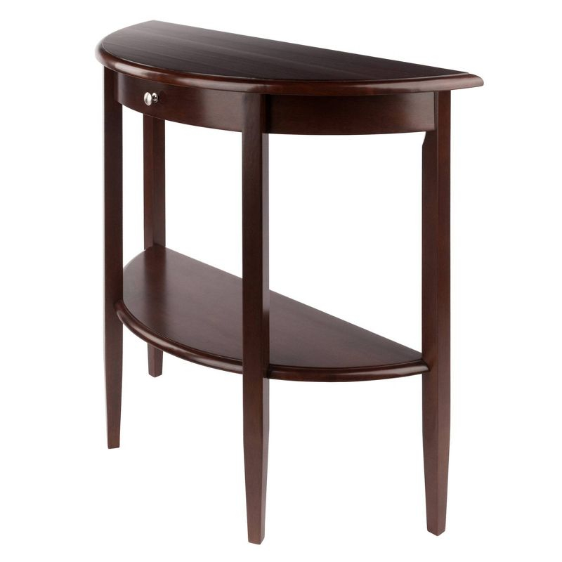 Winsome Concord Hall / Console Table, Half Moon with Drawer, Shelf - Antique Walnut: Entryway Furniture with Storage, Wood Composite