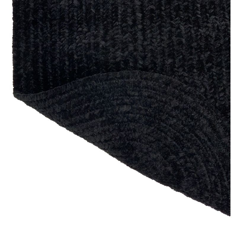 30" x 50" Chenille Solid Collection Black Reversible Indoor Area Utility Oval Rug - Better Trends