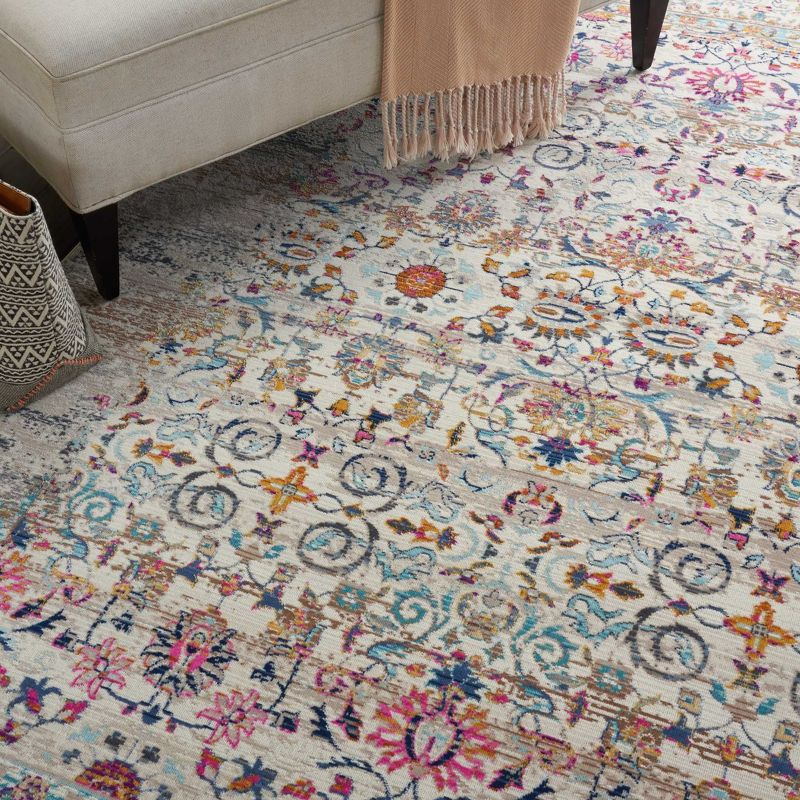 Nourison Vintage Kashan VKA02 Ivory/Light Blue/Orange Indoor Area Rug - 4' x 6'