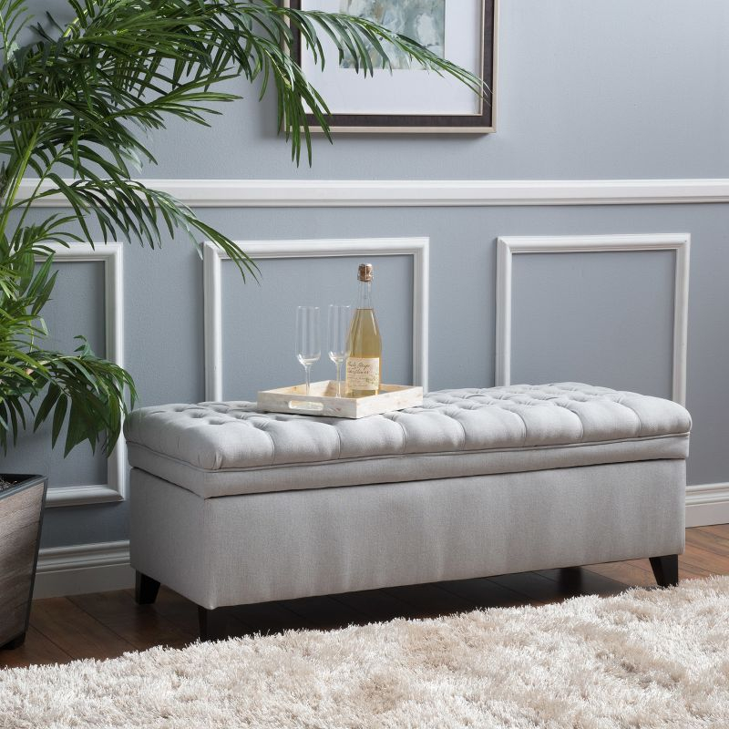 Christopher Knight Home Juliana Storage Ottoman Light Gray: Upholstered, Hardwood Frame, 250lb Capacity