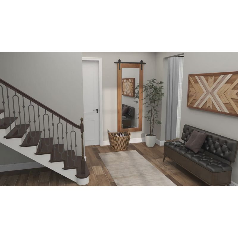 71" x 34" Wood Wall Mirror with Metal Hanging Rod Brown - Olivia & May: Industrial Style, No Assembly Required