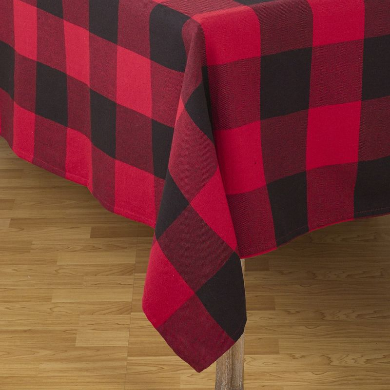 Saro Lifestyle Classic Buffalo Plaid Check Design Cotton Tablecloth, 65"x160", Red
