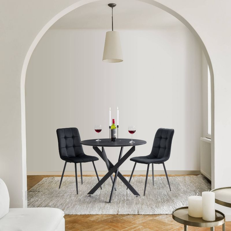 Lennox Iron Leg Trestle Dining Table Black - CorLiving: 36-Inch Wood Composite, Seats 4