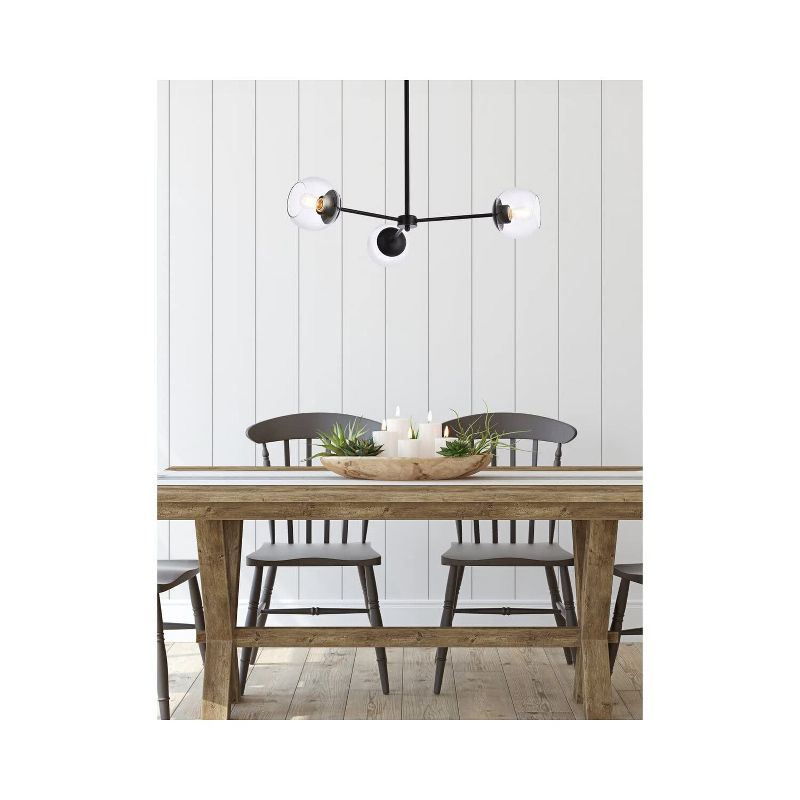 Elegant Lighting Briggs 32 inch pendant in black with clear shade